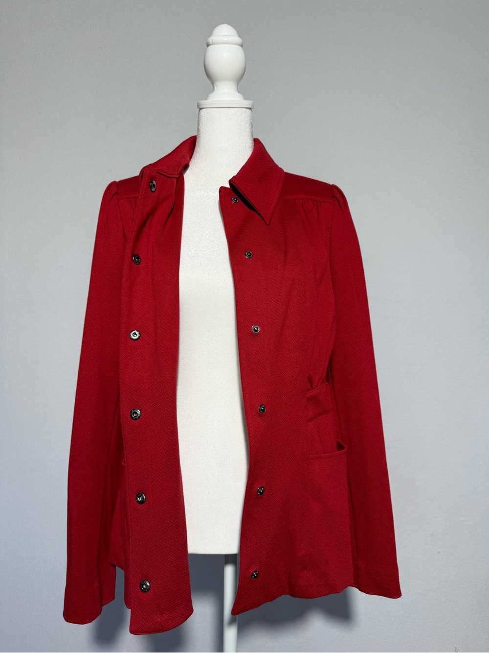 CAbi Red Button-Front Pea Coat - Picture 4 of 8